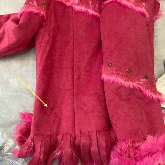 Pink Faux Fur Trimmed women Jacket Fringe & Studs Small western cowgirl Barbie - Picture 15 of 16